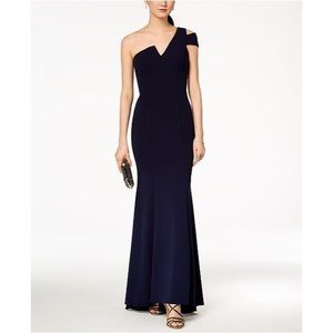 Betsey & Adam One-Shoulder A-Line Gown